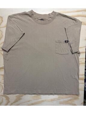 Dickies Mens 2XL Short Sleeve Pocket T-Shirt Tan Khaki Cotton Workwear Tee